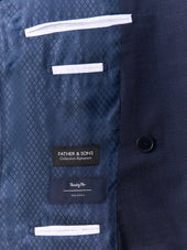 Veste De Costume Crois E Regular En Laine Bleu Marine
