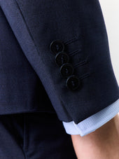 Veste De Costume Crois E Regular En Laine Bleu Marine