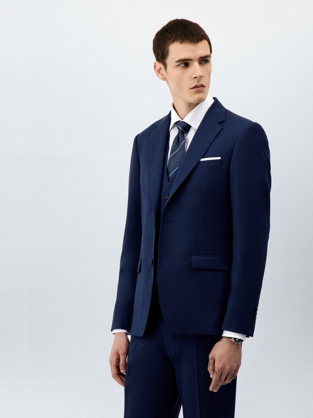 Veste De Costume Regular En Laine Zignone Bleu Indigo
