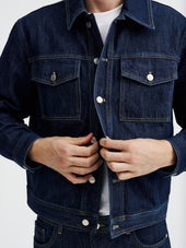 Veste en jean en coton bleu indigo
