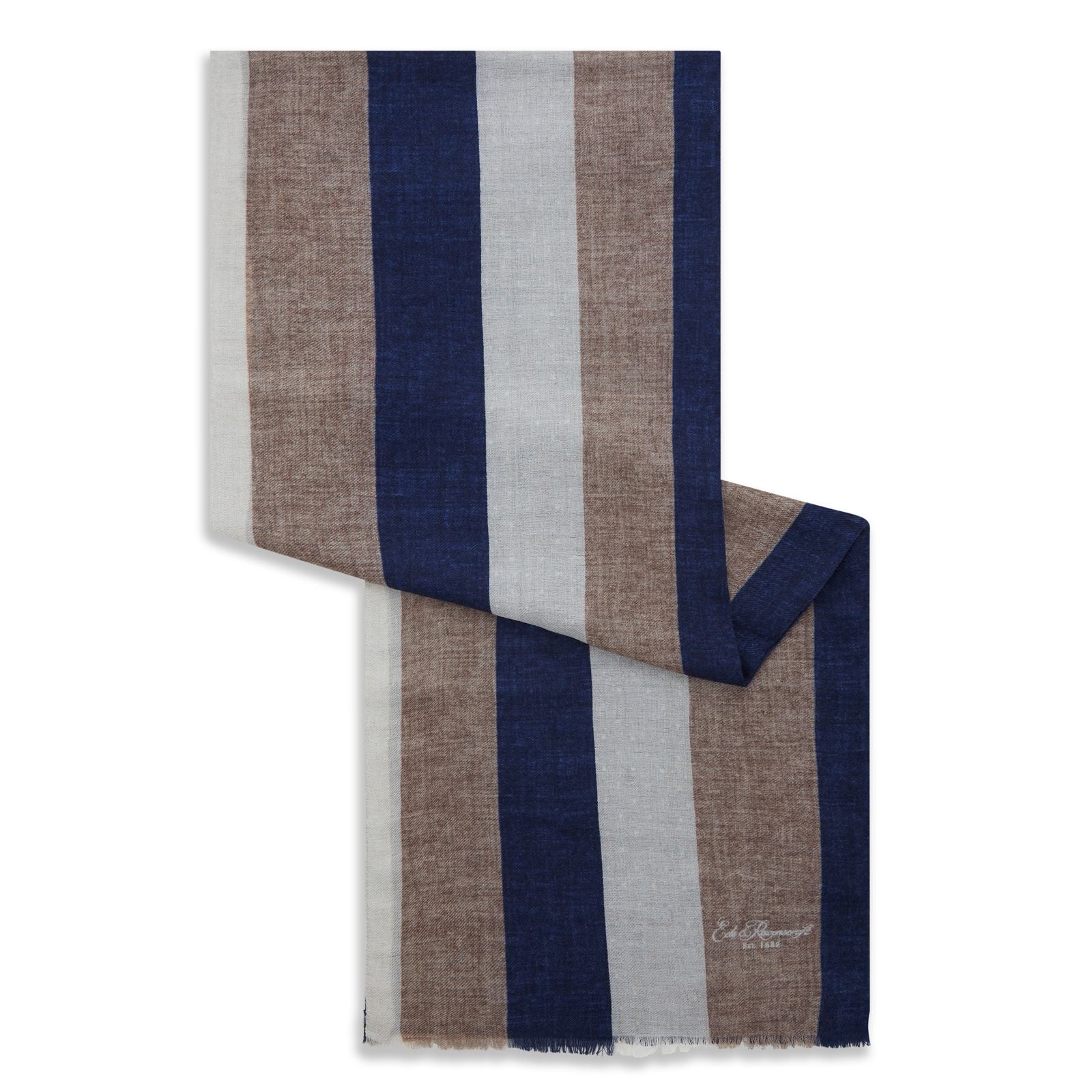 Spot Stripe Reversible Wool Silk Cashmere Scarf