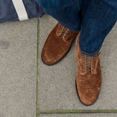 Viberg x Garmsville Brogue Navvy Boot™ in Parisian Brown Janus Suede