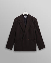 Vigo - Dark Brown Double-Breasted Wool Pinstripe Blazer