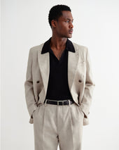 Vigo Natural Linen Double Breasted Blazer