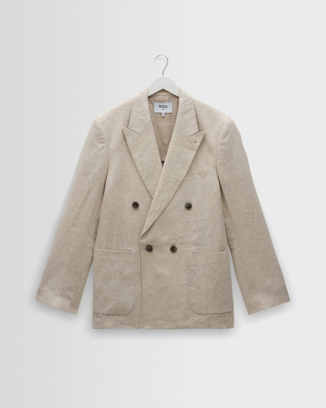 Vigo - Natural Linen Double-Breasted Blazer