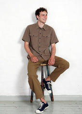 VILLY | Short Sleeve Shirt | Khaki Sashiko