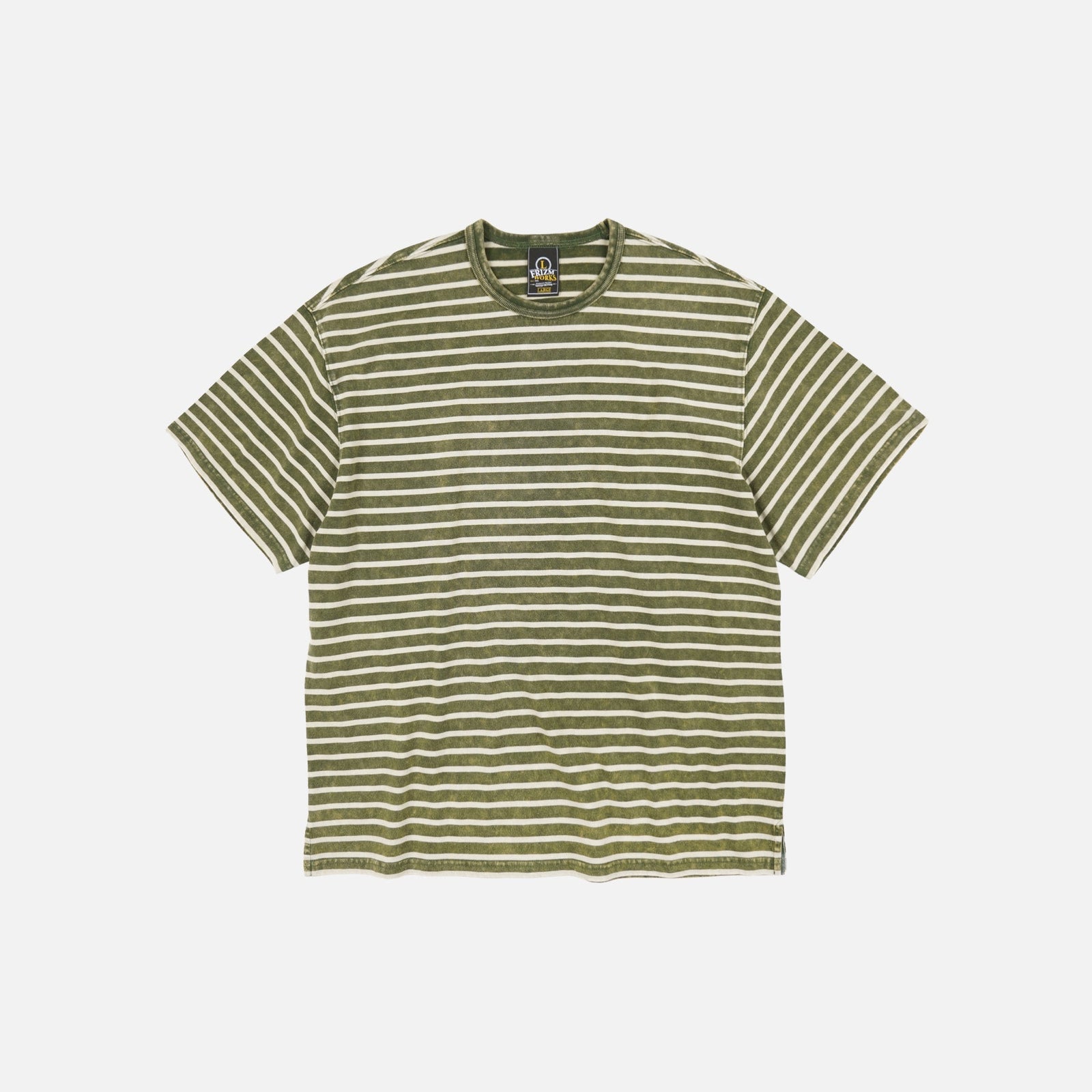 Vintage Faded Stripe Half T Shirt Dark Green