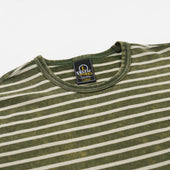 Vintage Faded Stripe Half T Shirt Dark Green