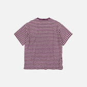 Vintage Faded Stripe Half T Shirt Purple