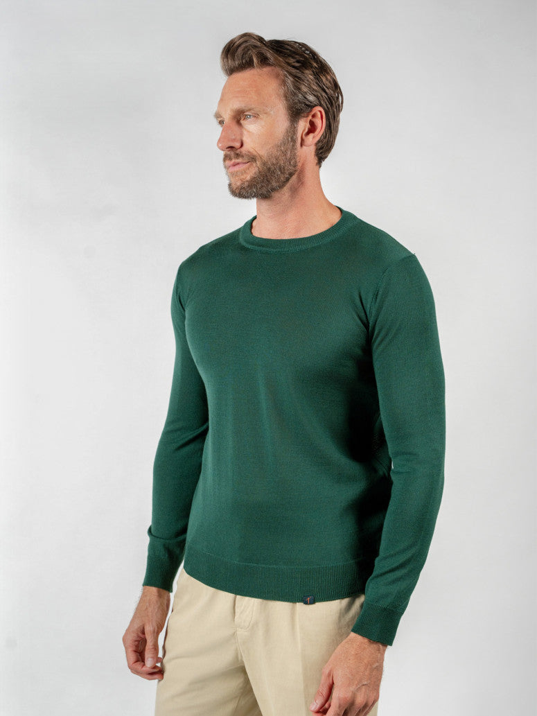 Virgin Wool Crewneck Sweater Green