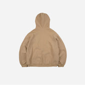 Waffle Zip Up Hoodie Beige