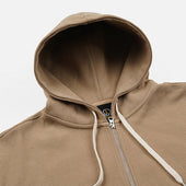 Waffle Zip Up Hoodie Beige