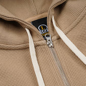 Waffle Zip Up Hoodie Beige