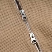 Waffle Zip Up Hoodie Beige