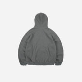 Waffle Hood Zip Up Parka Grey