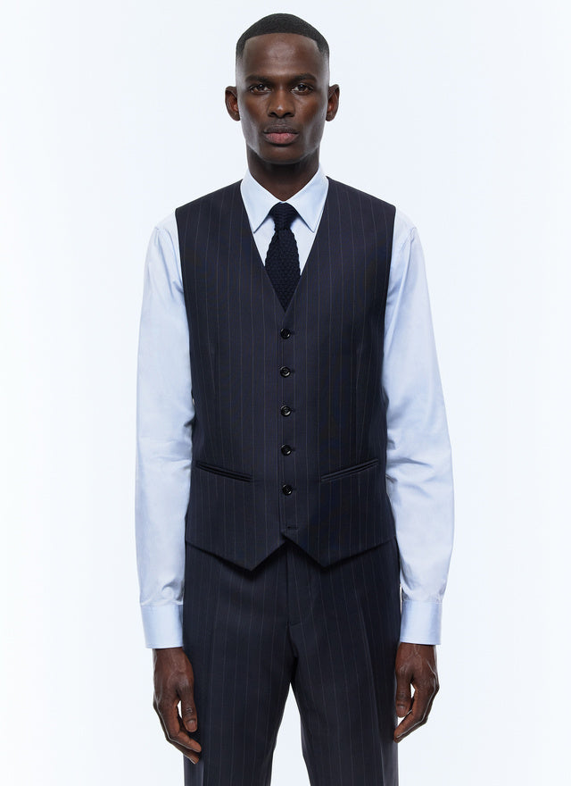 Suit Vest In Striped Wool