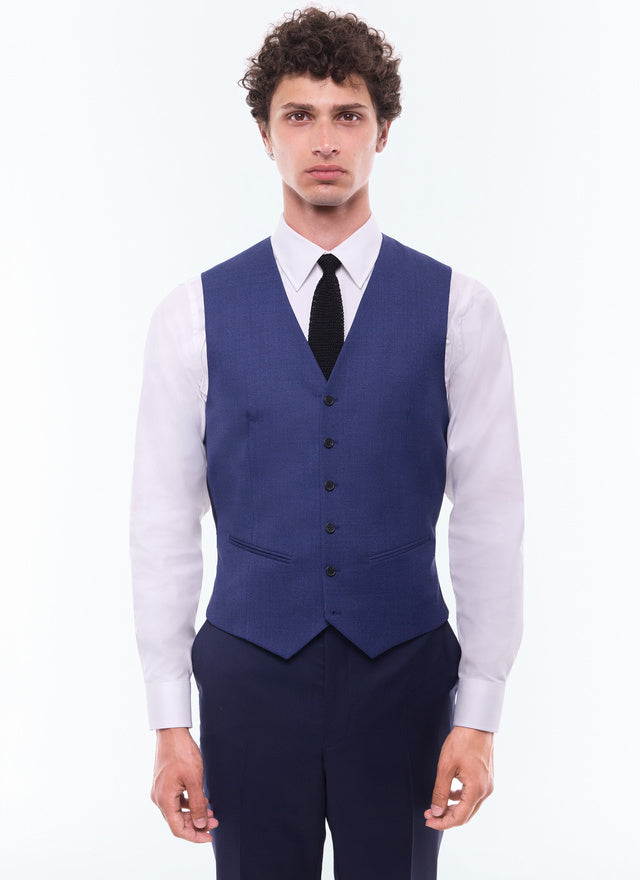 Suit vest in wool with micro design