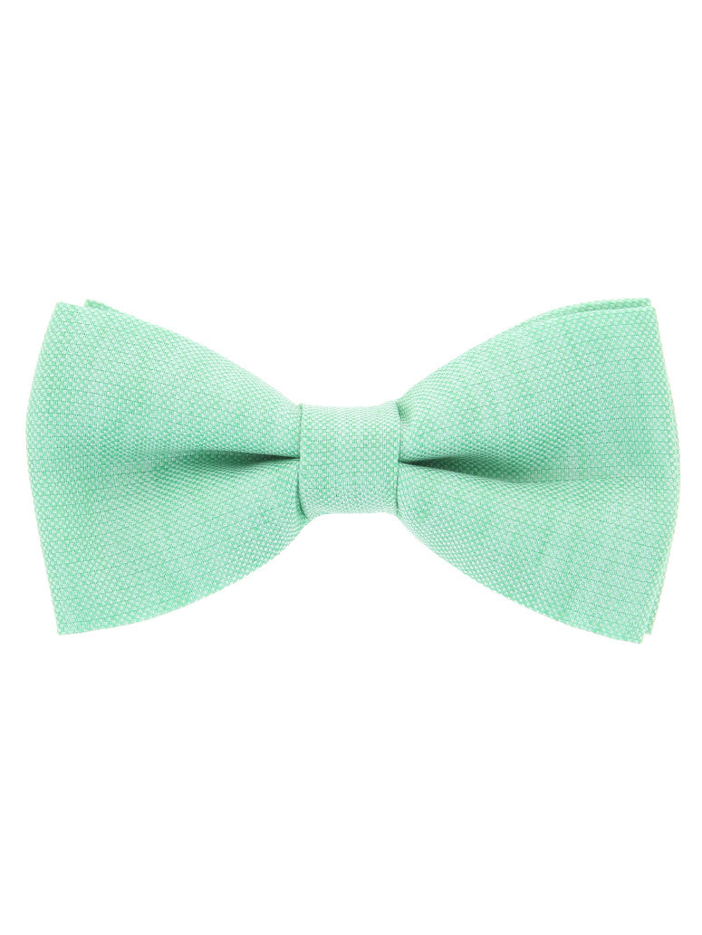 Water Green Bow Tie In Basket Weave Linen And Silk Bergame
