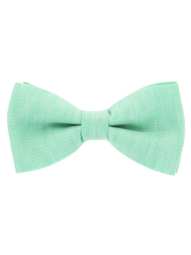 Water green bow tie in basket weave linen and silk Bergame