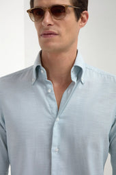 Water Green Chambray Button Down Shirt Made In Italy