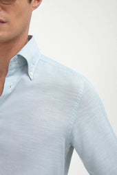 Water Green Chambray Button Down Shirt Made In Italy