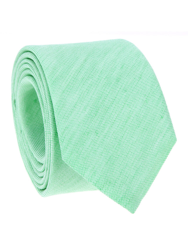 Water green tie in basket weave linen and silk Bergame