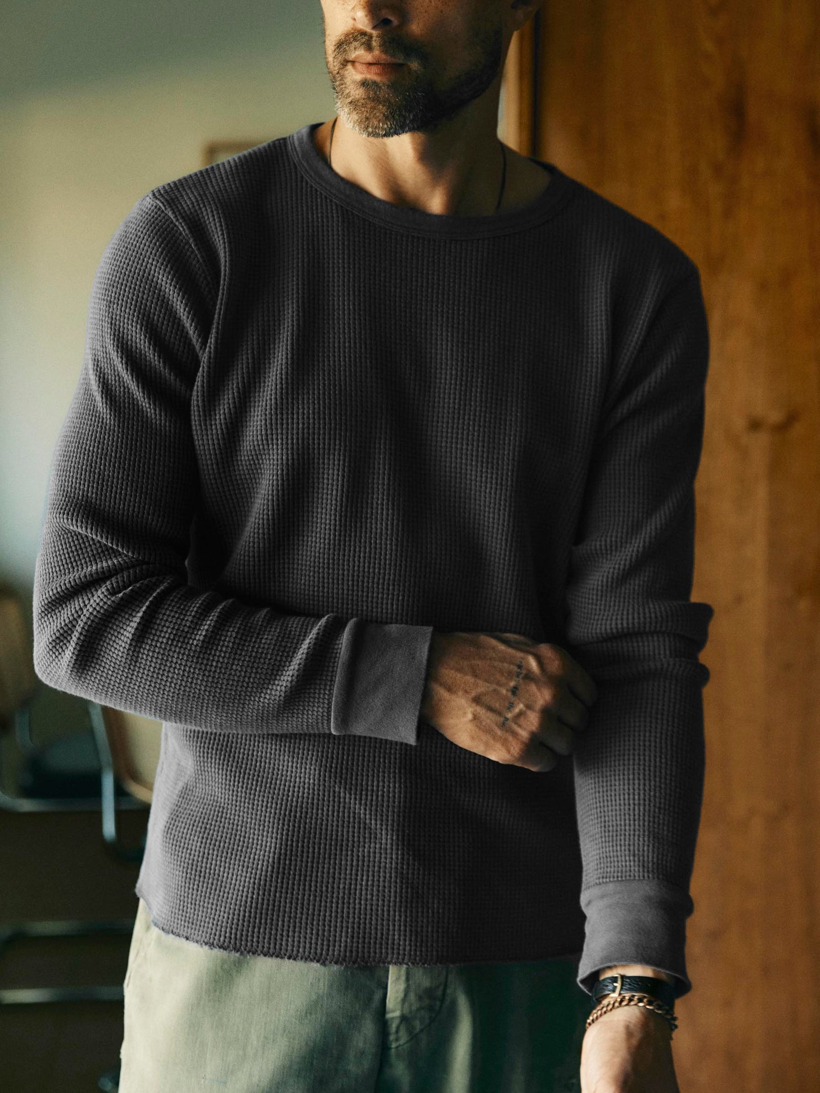 Long Sleeve Thermal Crew In Faded