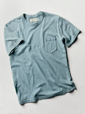sky blue knit pocket tee