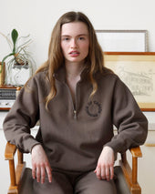 Half Zip Fleece Sweatshirt Chestnut Unisex