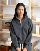 Half Zip Fleece Sweatshirt Coal Unisex