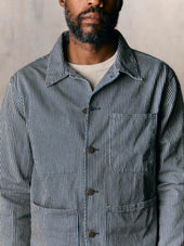 the utility coat in hickory stripe