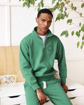 Half Zip Fleece Sweatshirt Green Unisex