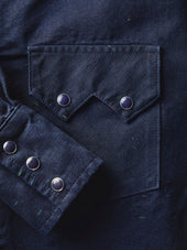 sawtooth pearl snap in reverse black indigo nep