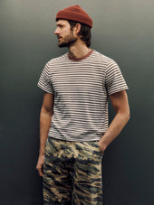 novel knit crew in brown stripe