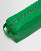 Wells Bright Green Grain Leather Washbag
