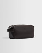 Wells Dark Brown Grain Leather Washbag