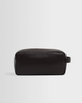 Wells Dark Brown Grain Leather Washbag