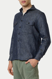 Linen Shirt Jacket Denim