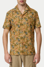Cotton Bowling Shirt Green Patchwork
