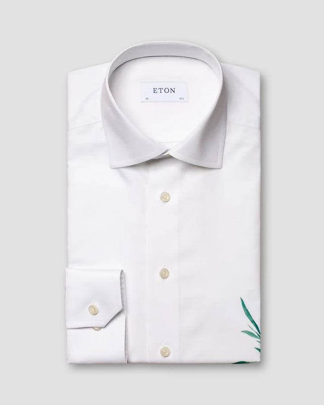 Weißes Signature-Twill-Hemd mit Glockenblumen-Print - Eton