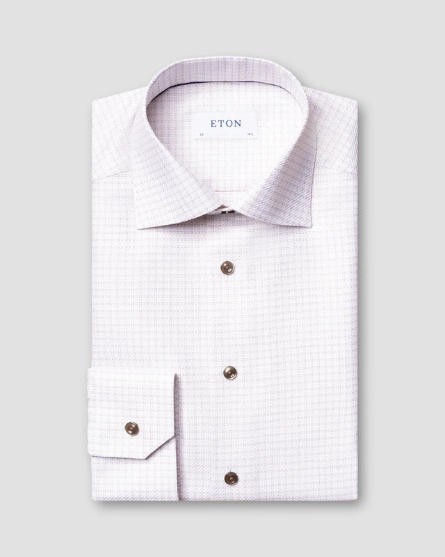 Weiß kariertes King-Twill-Hemd - Eton