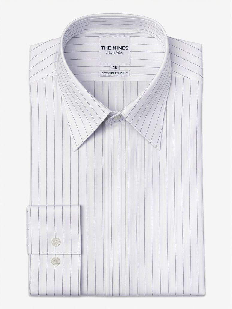 Classic Collar Shirt With Fine Stripes