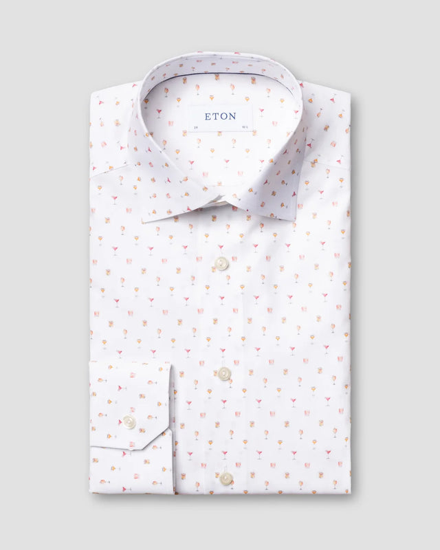 Weißes Popelinhemd mit Cocktail-Print - Eton