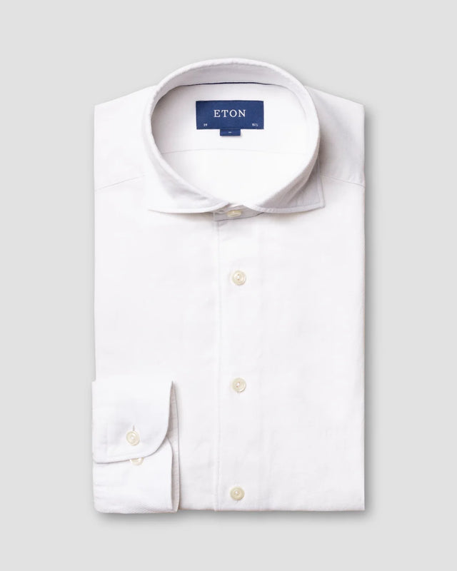 White Linen Twill Shirt - Eton