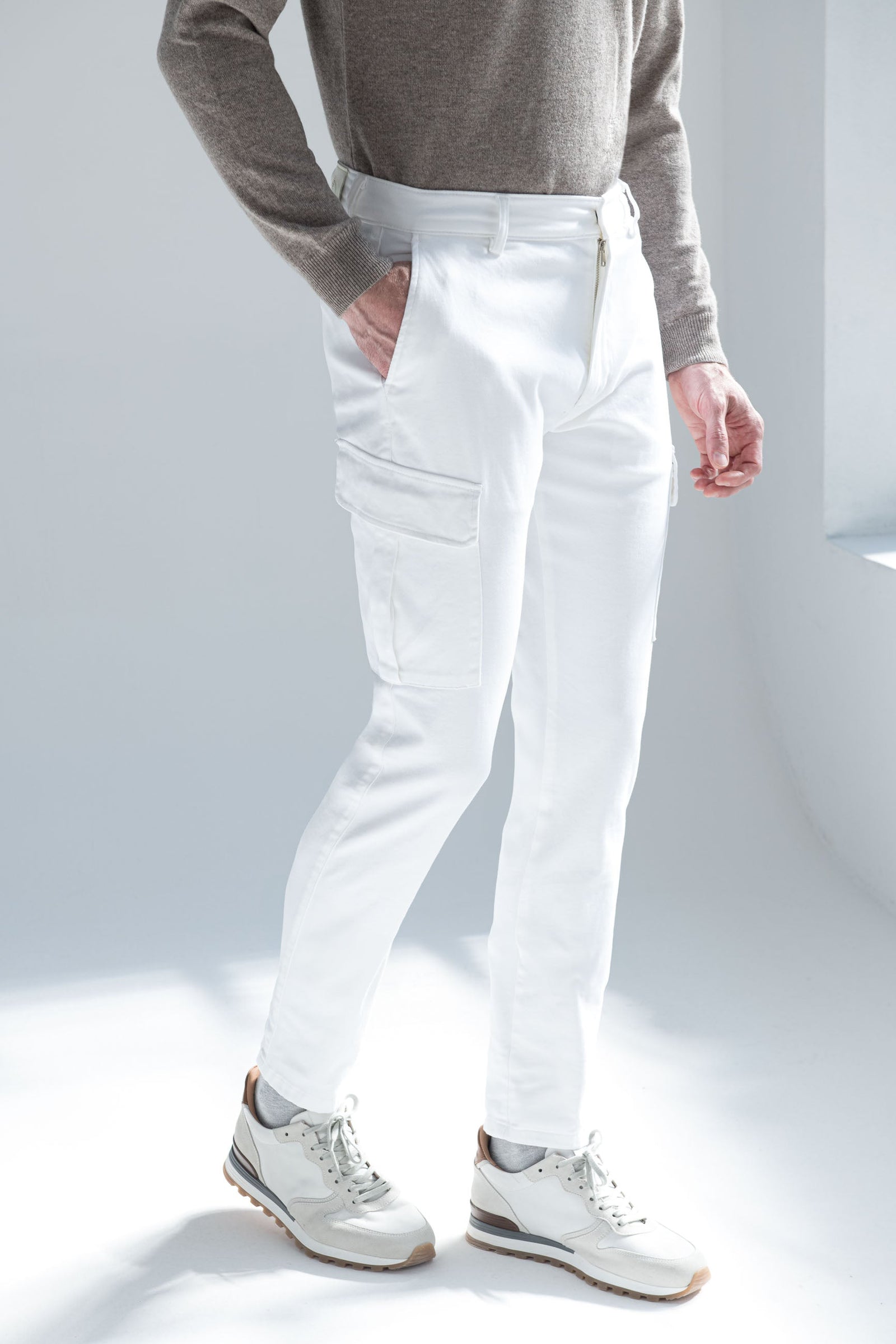 Off Stretch Canvas Cargo Made In Italy