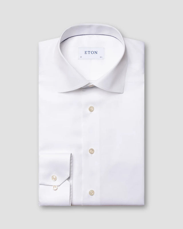 Besticktes weißes Signature-Twill-Hemd - Eton