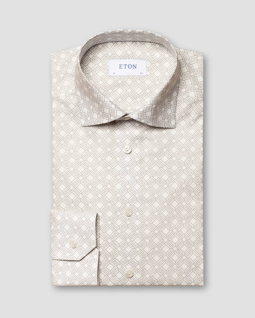 Off White Double E Logo Print Fine Twill Shirt Eton