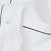 Fine Twill Sea Island Quality Cotton Pyjamas With Navy Piping