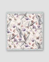 Light Brown Floral Silk Twill Pocket Square