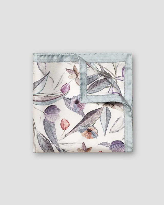 Light Brown Floral Silk Twill Pocket Square